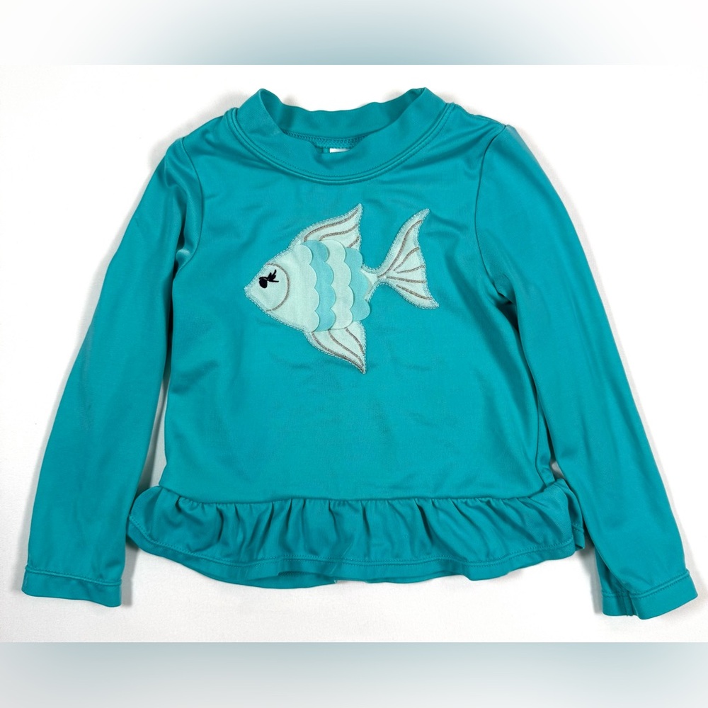GYMBOREE Girls Fish Applique Swim RashGuard Top 18-24m Coastal July Refresh